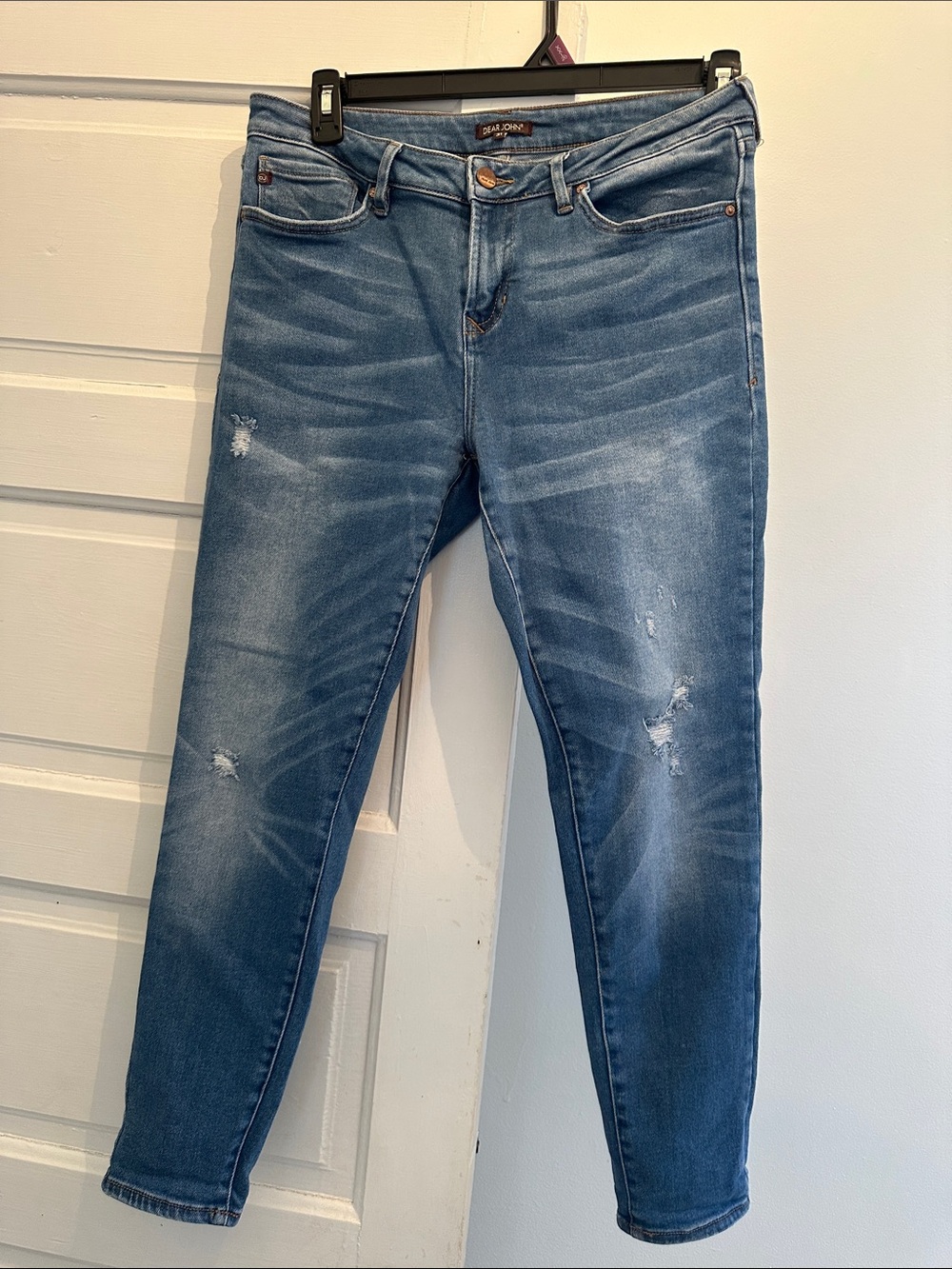 Dear John Medium Blue Skinny Jeans with Light Distressing